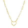 Paperclip Chain Necklace with Heart Carabiner Clasp in 14K Yellow Gold