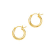 Polished Hoop Earrings in 14K White, Yellow or Rose Gold | 15mm x 3mm