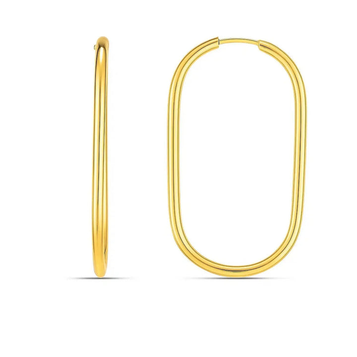 Large Endless Paperclip Hoop Earrings | 14K Gold Hoop Earrings DEEVE