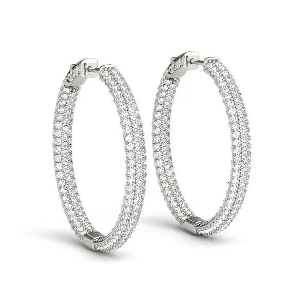 Pave Set Diamond Hoop Earrings | 14K Gold Earrings DEEVE