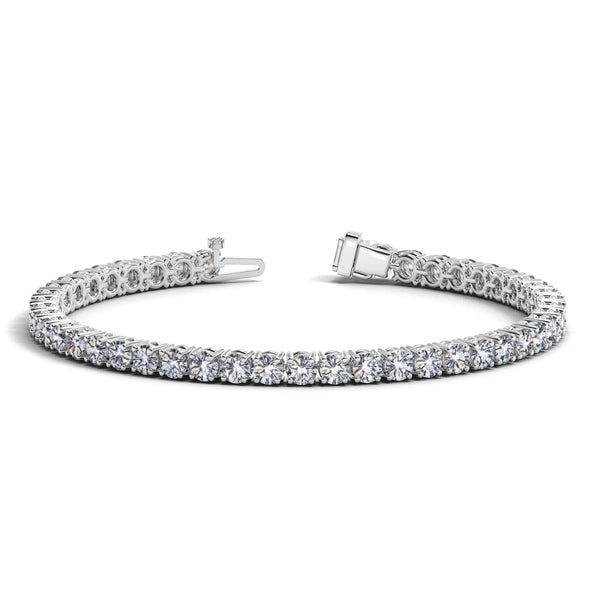 Detail view of 12.00 ct lab-grown diamond tennis bracelet in 14K Solid White Gold, four-prong setting — DEEVE