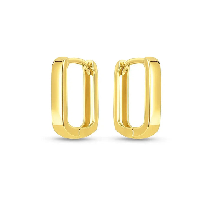 Small Square Huggie Hoops | 14K Gold Hoop Earrings DEEVE