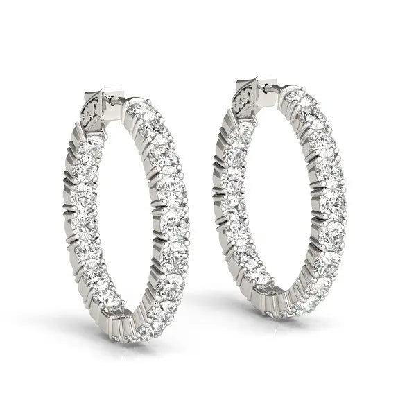 Prong Set Diamond Hoop Earrings | 14K Gold Hoop Earrings DEEVE