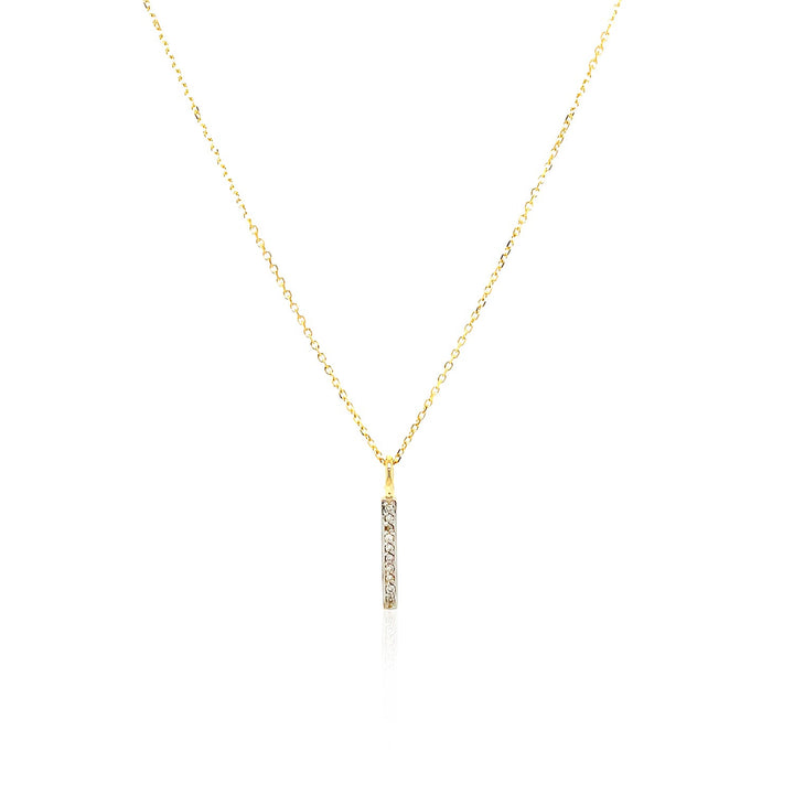 Diamond Bar Pendant Necklace in 14K Yellow Gold