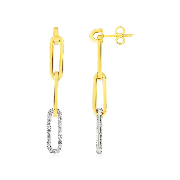 Natural diamond paperclip chain dangle earrings in 14K yellow gold, 0.63 ct total — DEEVE