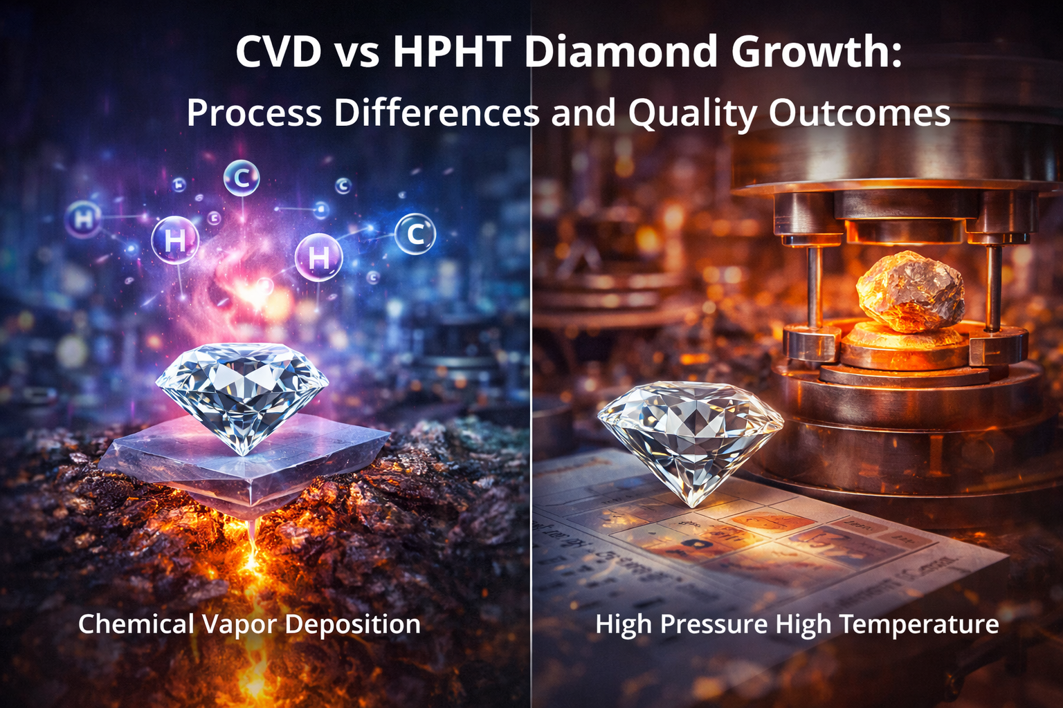 CVD vs HPHT Diamond Growth: Process Differences and Quality Outcomes