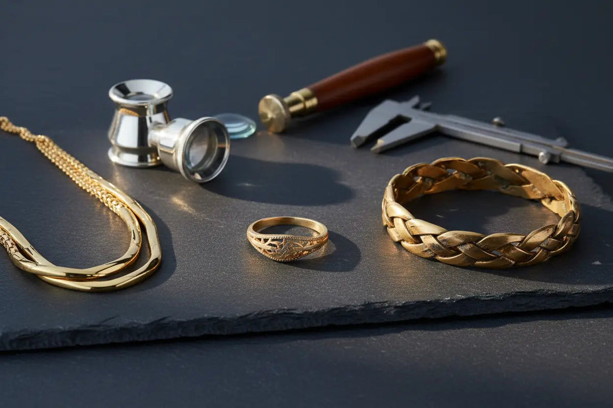 Gold jewelry wear over time — comparison of 14K, 18K and 24K gold ring shank thinning and surface degradation