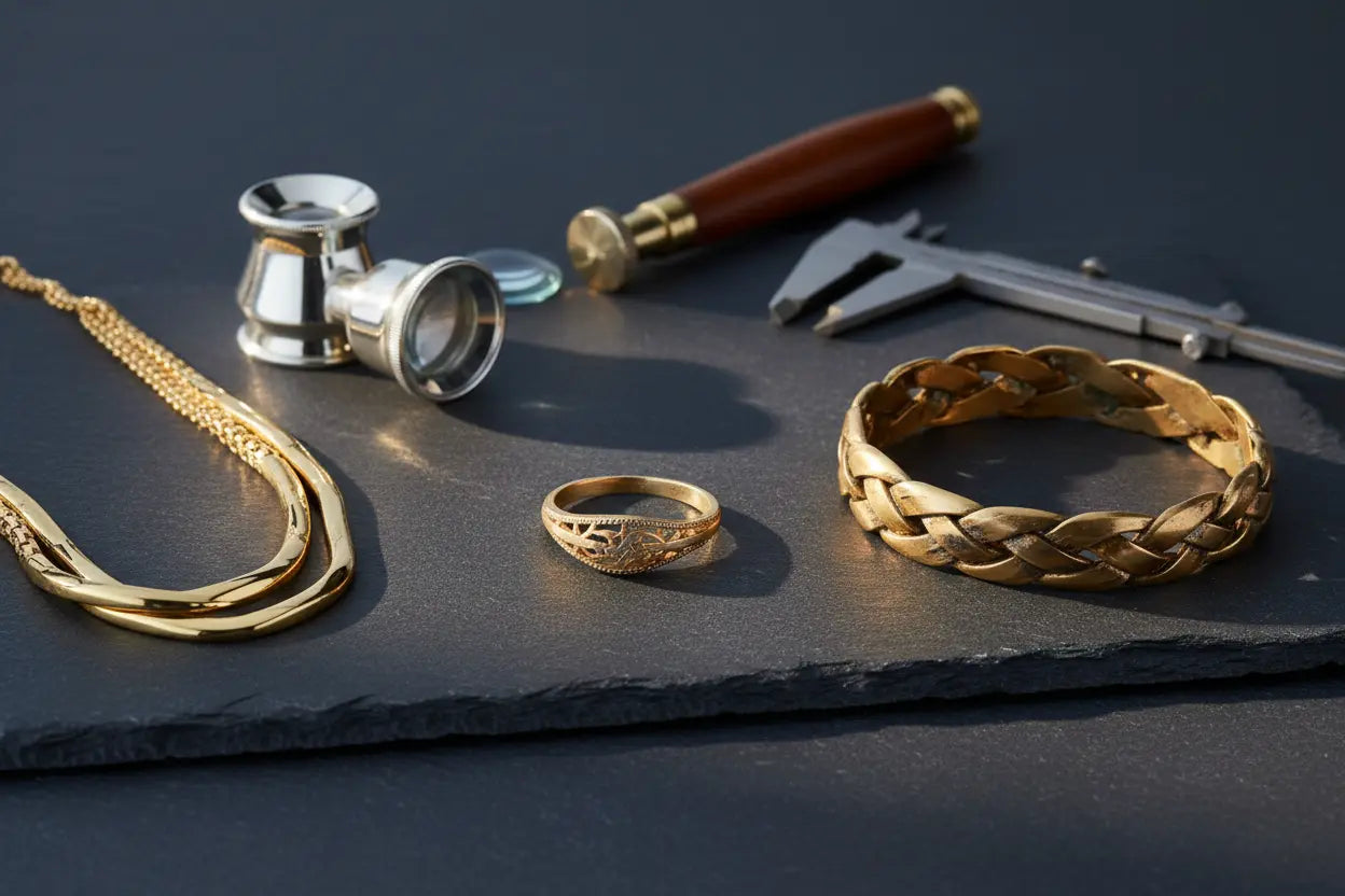 Gold jewelry wear over time — comparison of 14K, 18K and 24K gold ring shank thinning and surface degradation