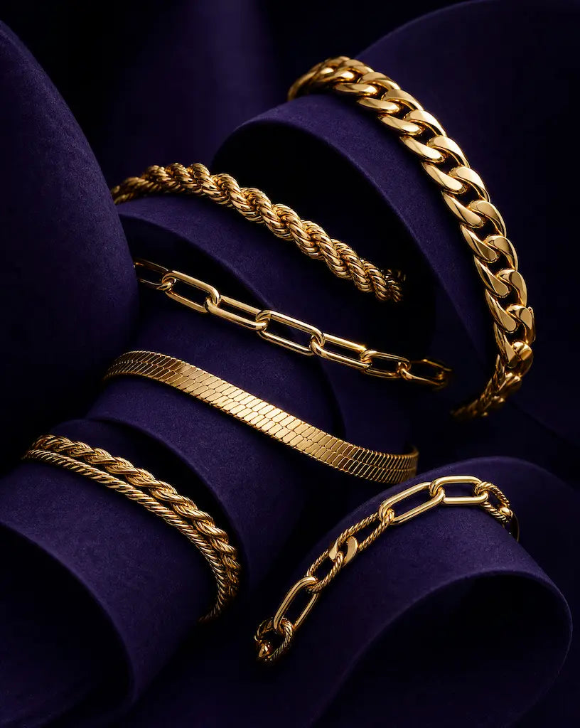 Deeve's men collection of chains, bracelets in solid 14k gold