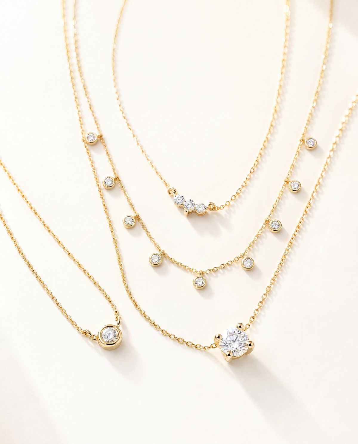 Diamond station necklace in 14K gold — DEEVE
