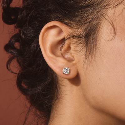 1 Carat Lab Grown Diamond Stud Earrings in 14K Gold