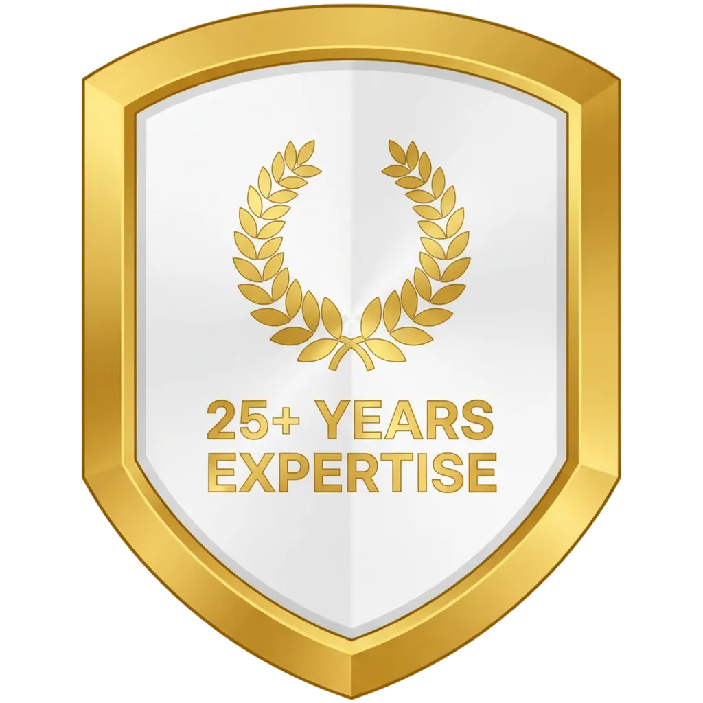 25+ Years Expertise Shield Badge