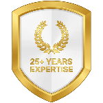 25 years experience badge in gold