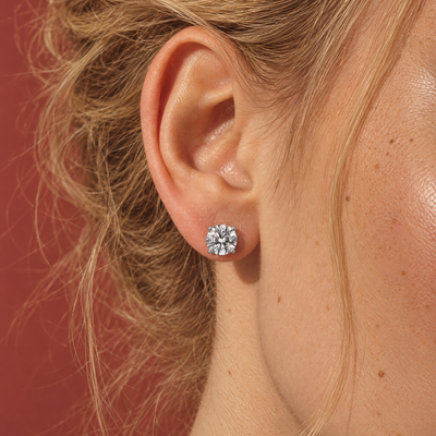 3 Carat Lab Grown Diamond Stud Earrings in 14K Gold