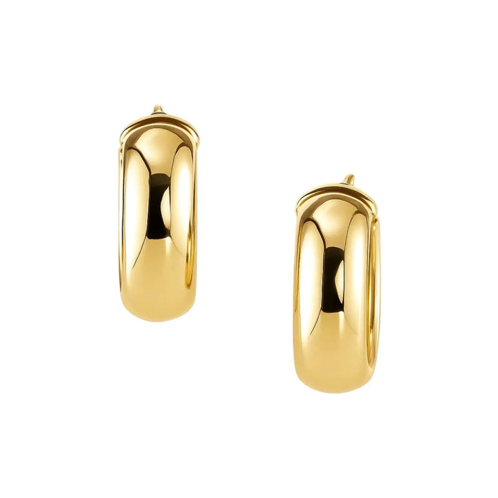 Wide Medium Hoop Earrings Snap Lock | 14K Gold  Hoop Earrings DEEVE