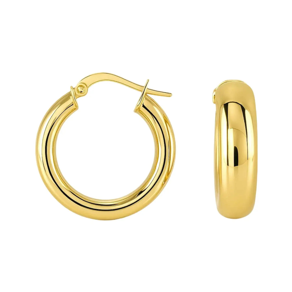 Wide Medium Hoop Earrings Snap Lock | 14K Gold  Hoop Earrings DEEVE