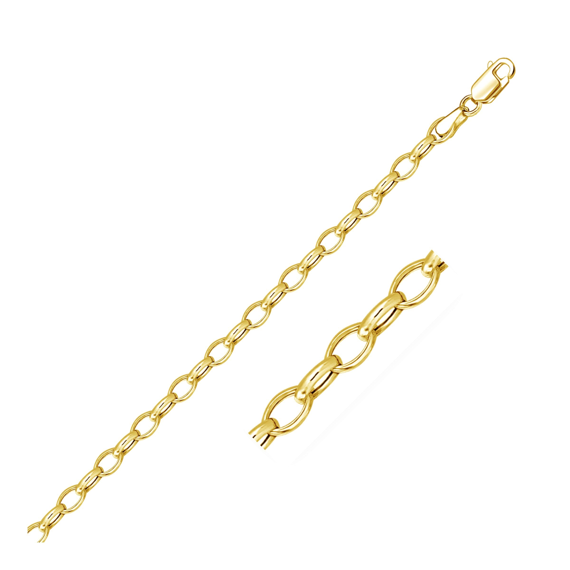 Oval Rolo Chain Necklace in 14K Yellow Gold