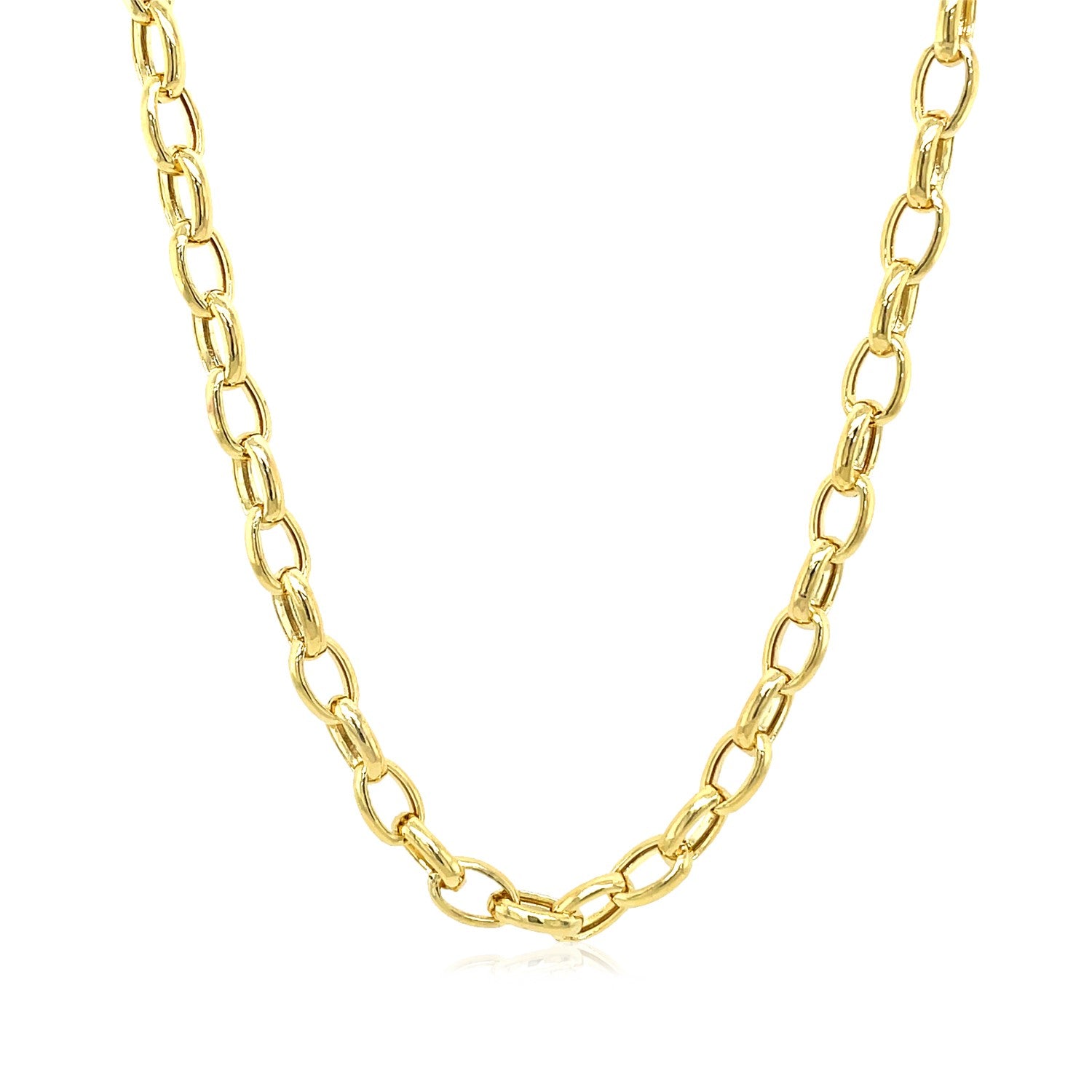 Oval Rolo Chain Necklace in 14K Yellow Gold