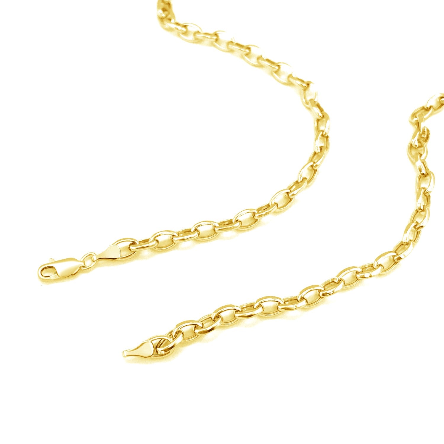 Oval Rolo Chain Necklace in 14K Yellow Gold