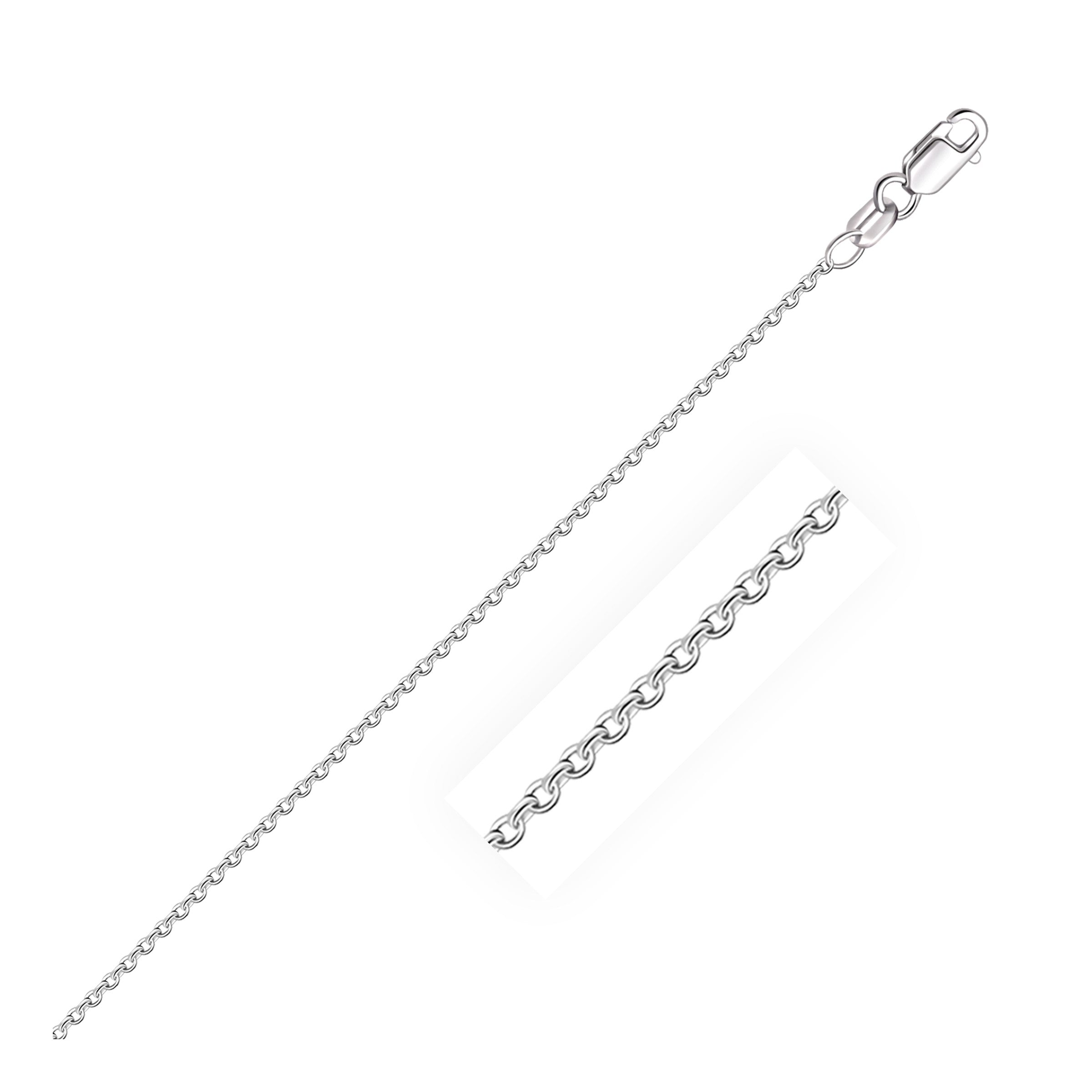Round Cable Link Chain in 18K White Gold, 1.50mm