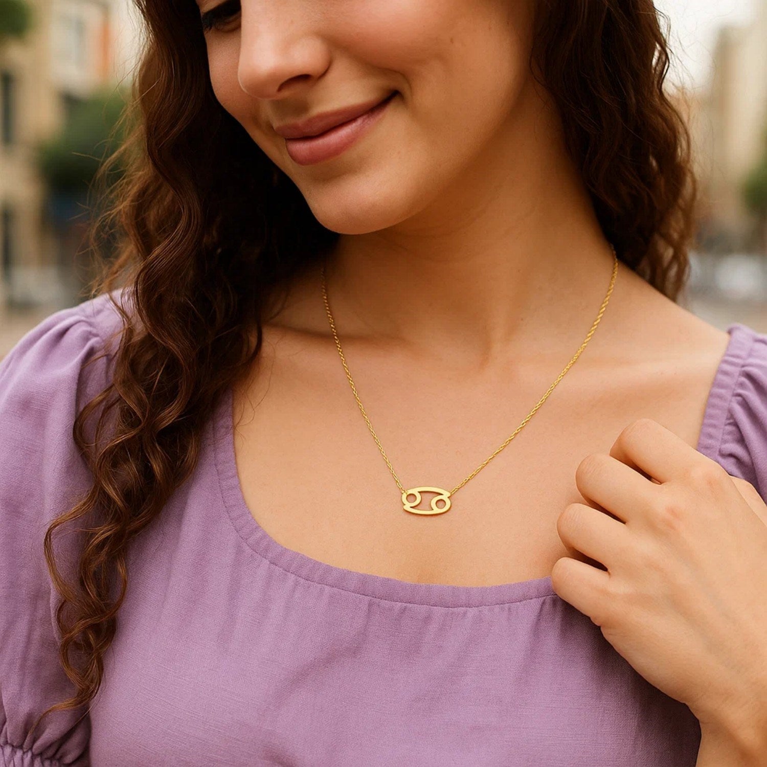 14K Yellow Gold Cancer Necklace