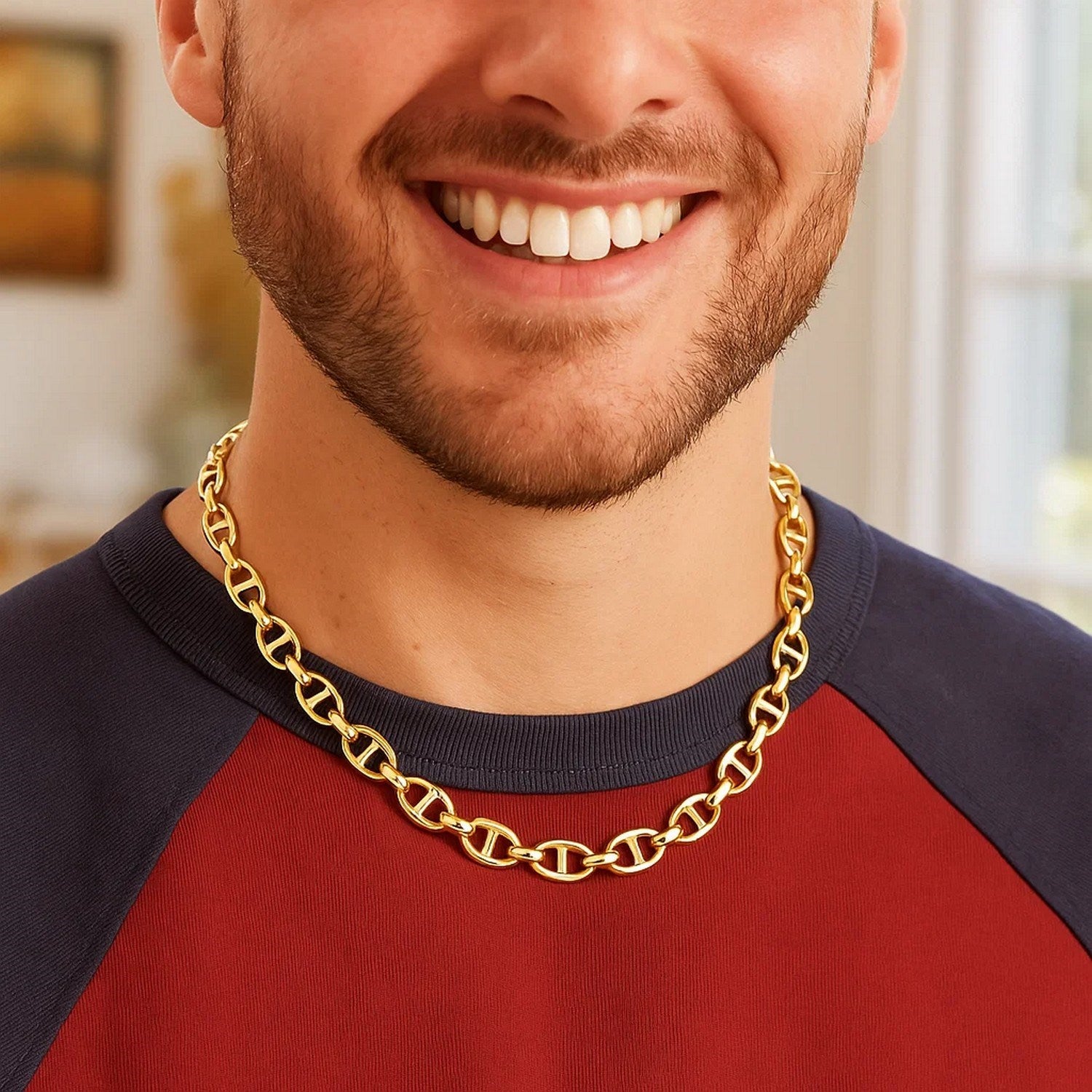 14K Gold Chain - High-Polish Mariner Link 8.8mm