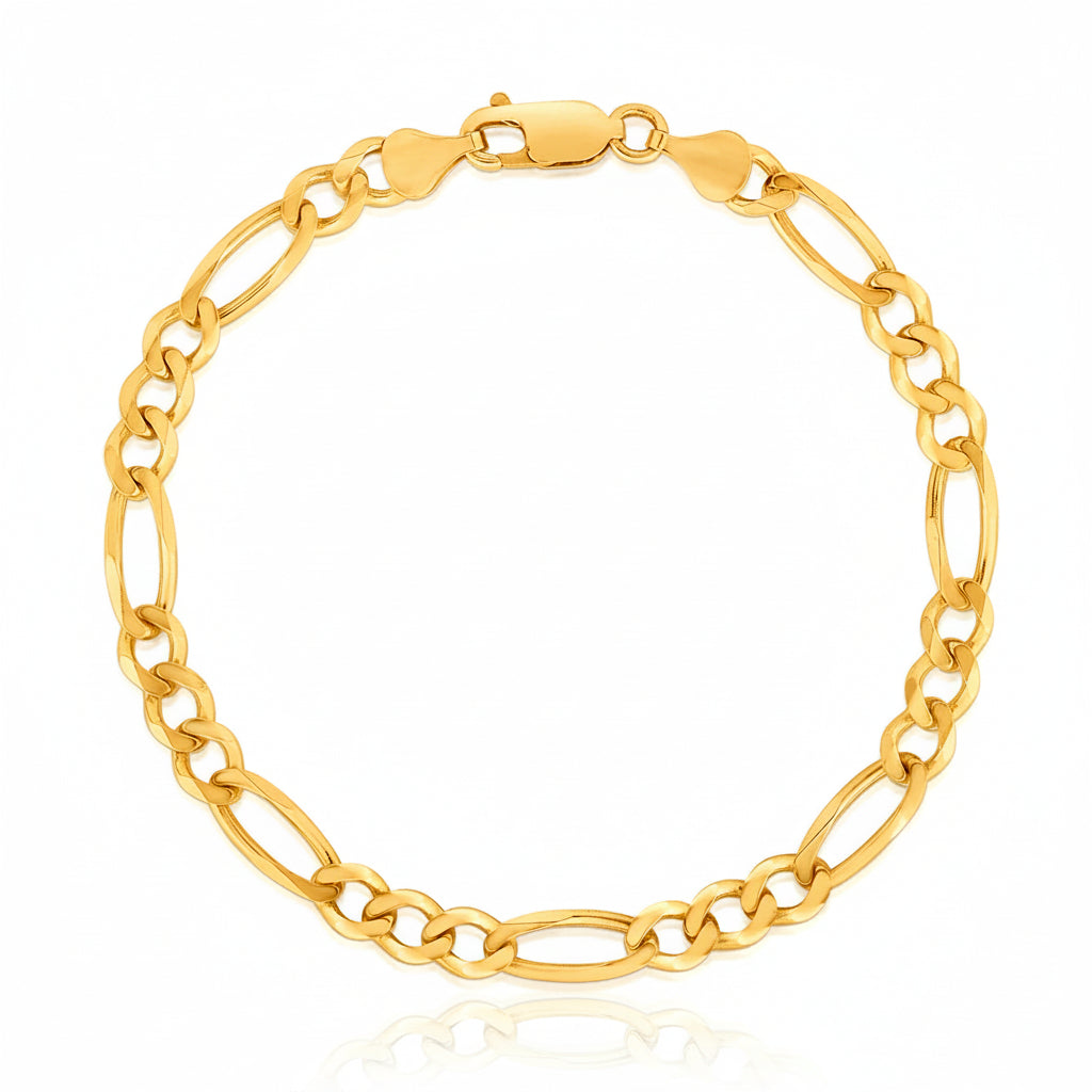 14K Solid Gold Figaro Chain Bracelet - 3.80 mm