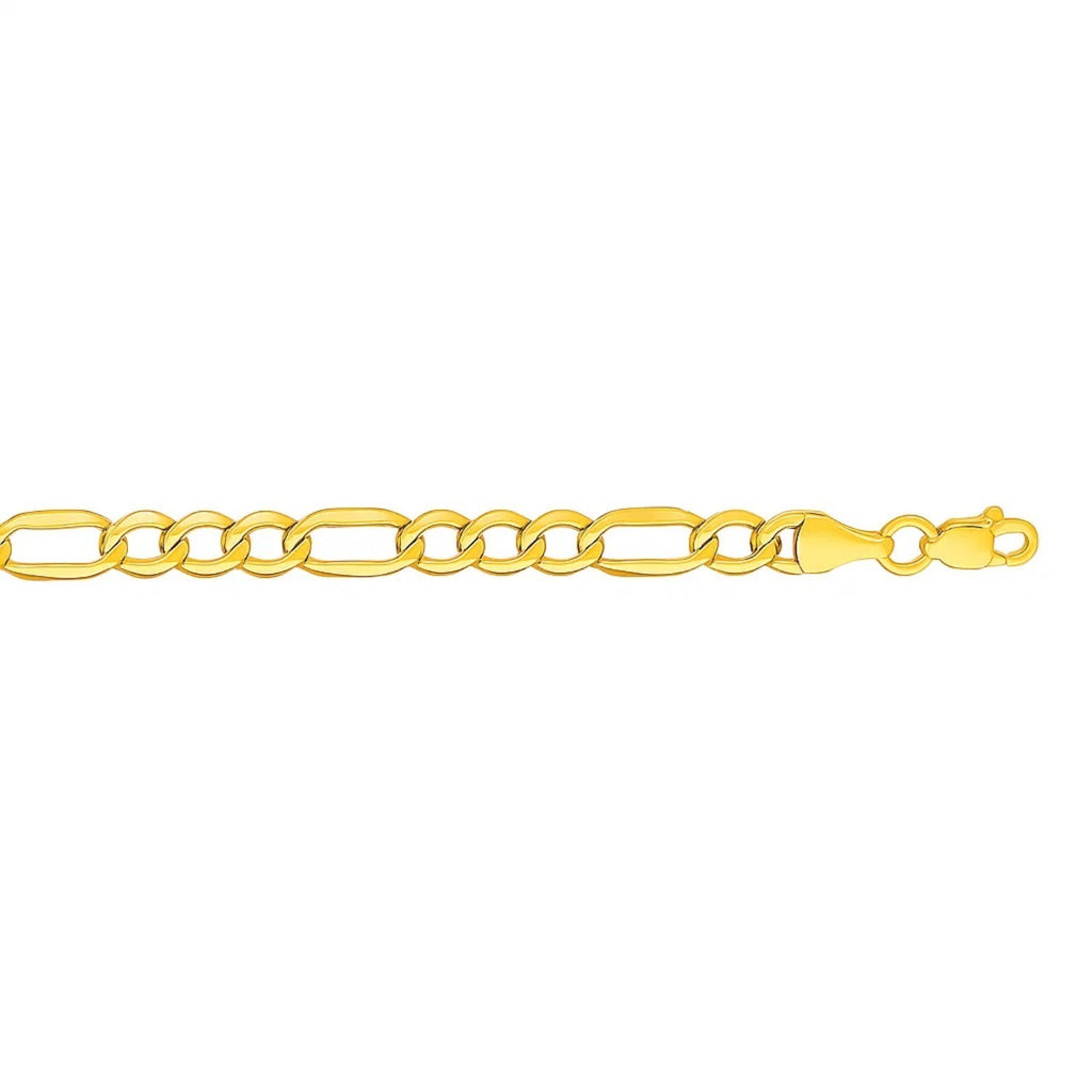 14K Solid Gold Figaro Chain Bracelet - 4.50 mm