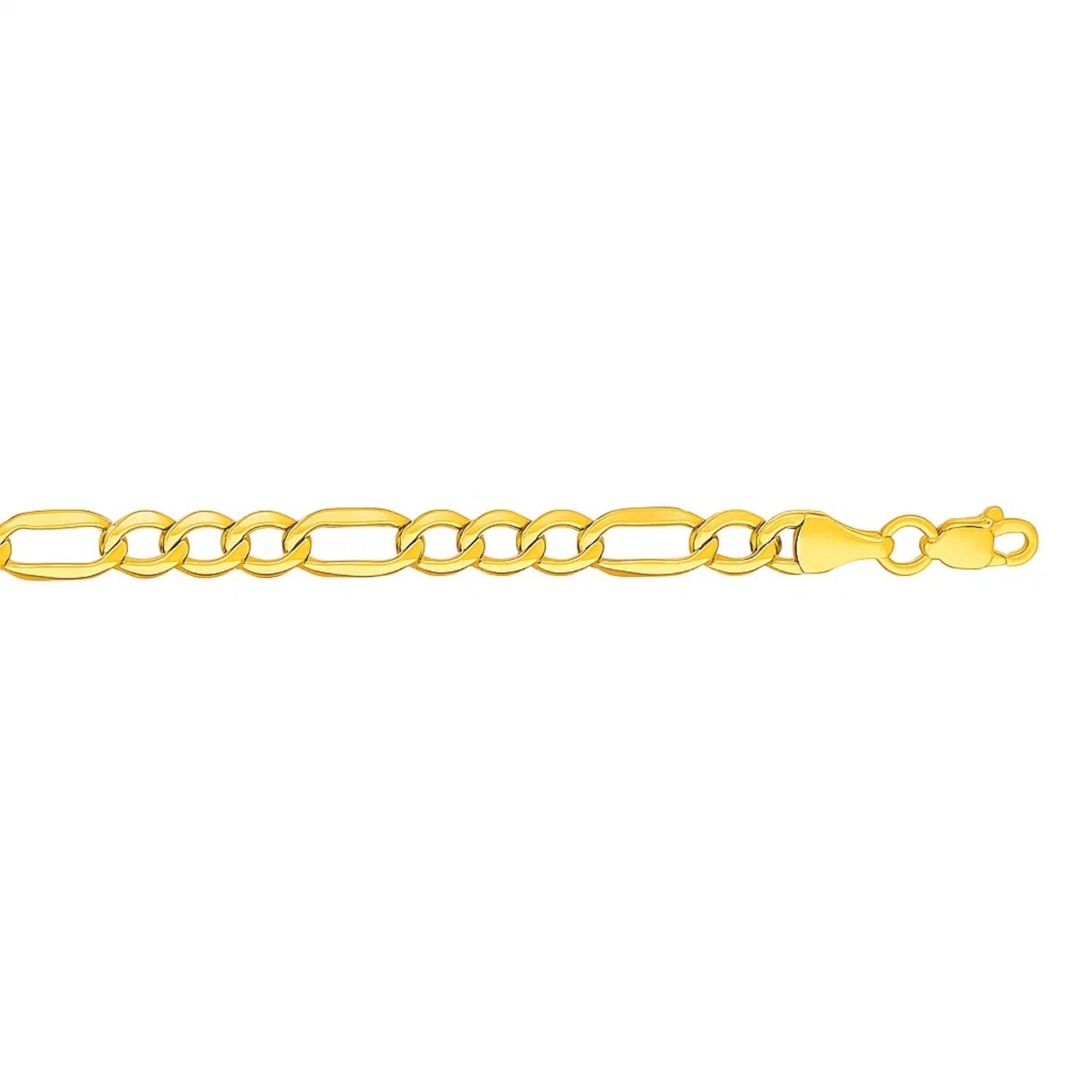 14K Solid Gold Figaro Chain Bracelet - 4.50 mm