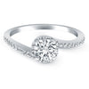 Round Diamond Engagement Ring | Swirl Halo in 14K White Gold | 0.66 cttw