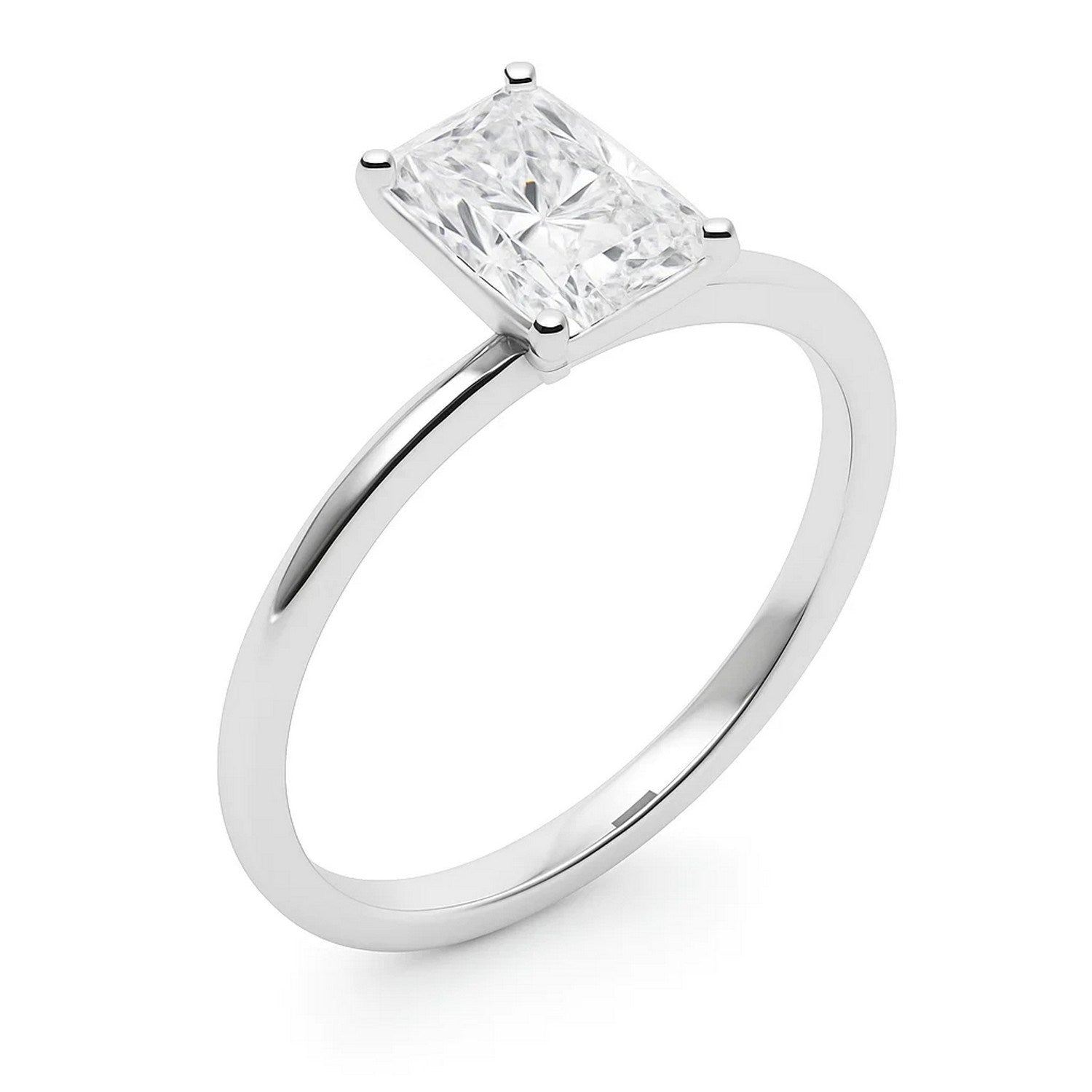 5.ct Radiant Cut Lab Grown Diamond Solitaire Ring in 14K White Gold | IGI Certified