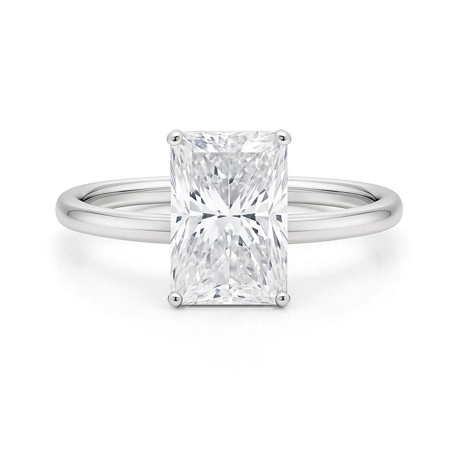 5.ct Radiant Cut Lab Grown Diamond Solitaire Ring in 14K White Gold | IGI Certified