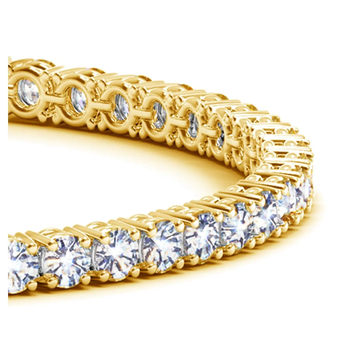 Side profile of 10.00 ct lab-grown diamond tennis bracelet in 14K Solid Gold, box clasp — DEEVE