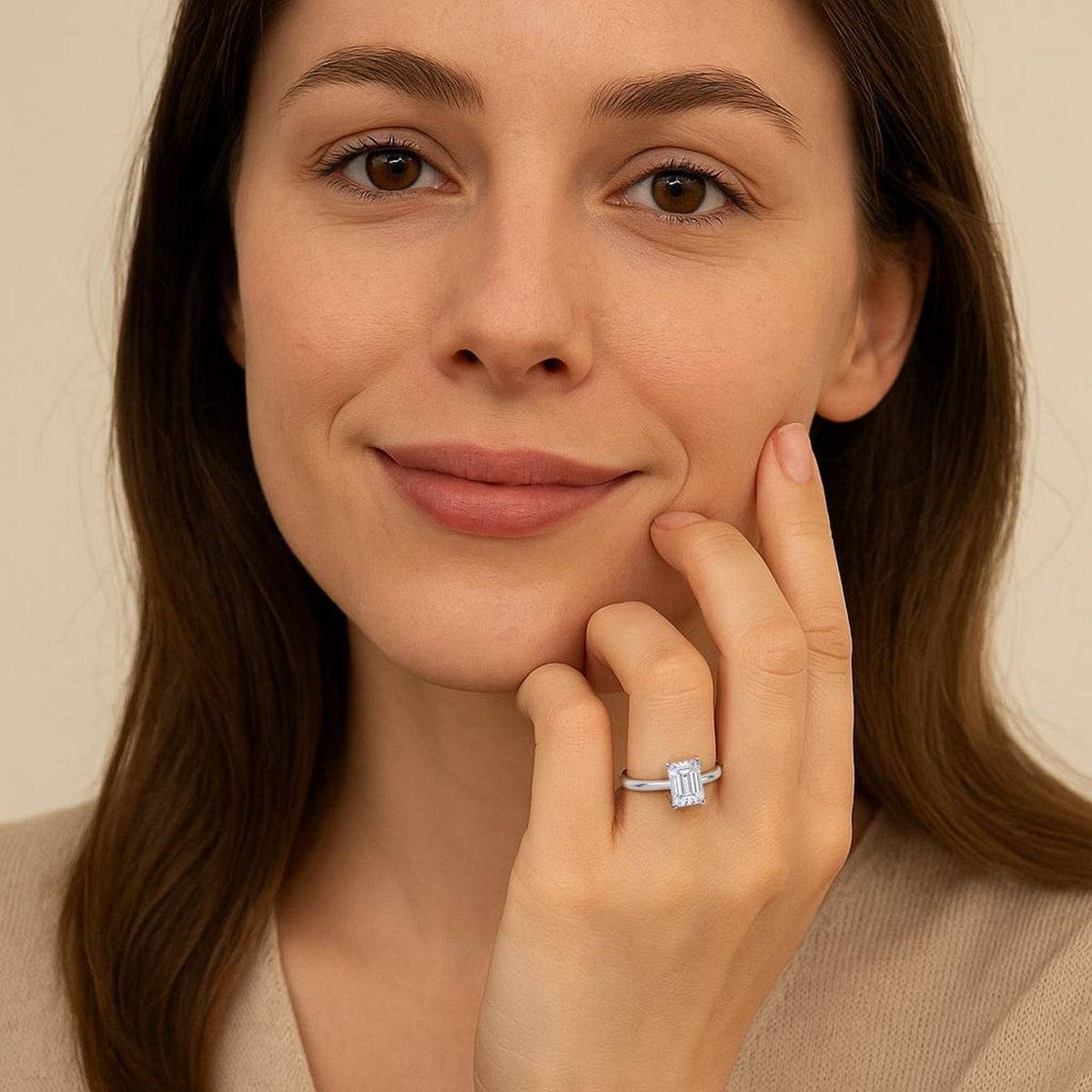 1.5ct Emerald Lab Grown Diamond Ring | 14K Gold | Canada