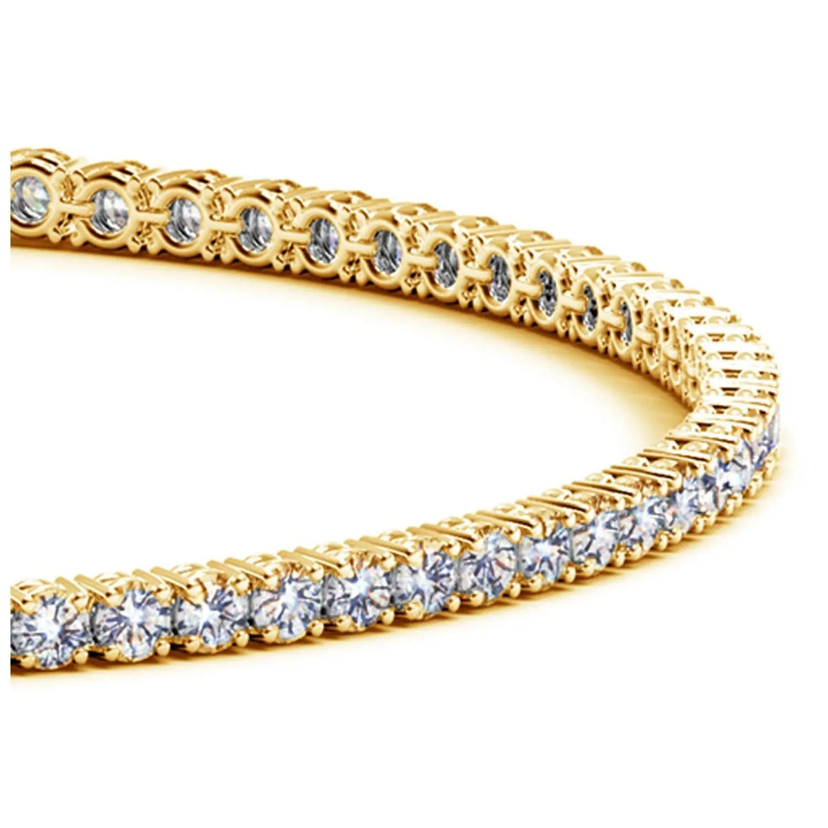 Side profile of 2.00 ct lab-grown diamond tennis bracelet in 14K Solid Gold, box clasp — DEEVE