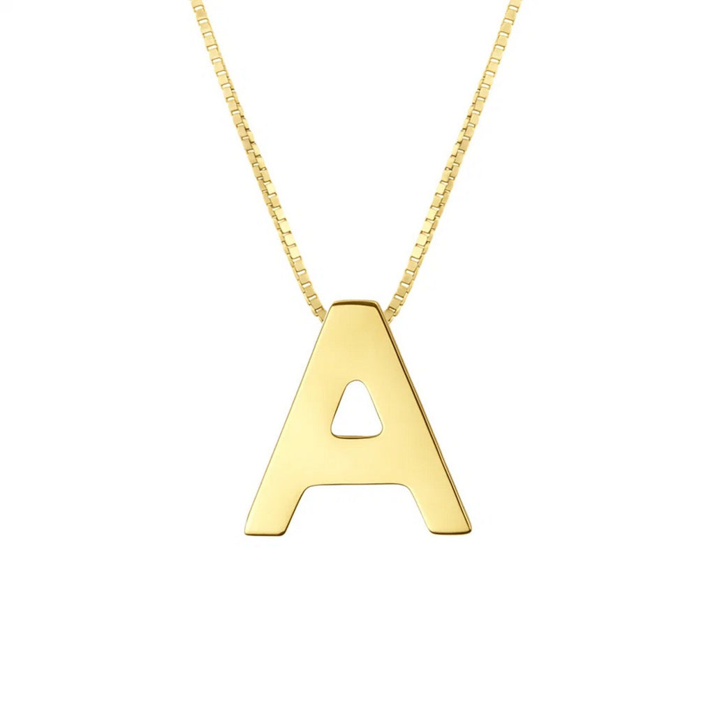 14K Yellow Gold Yours Truly Block Letter Initial A Necklace