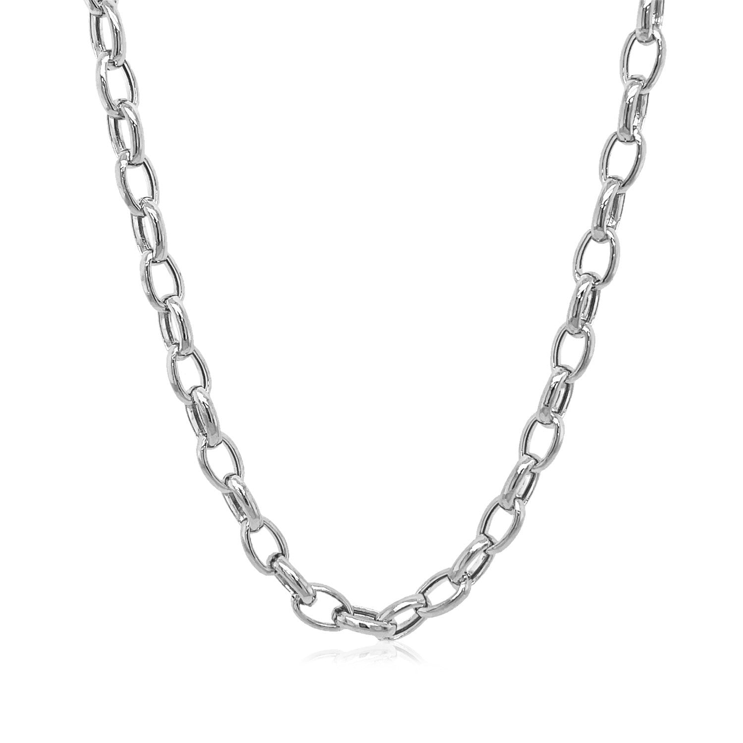 Oval Rolo Chain Necklace in 14K White Gold | 4.60mm