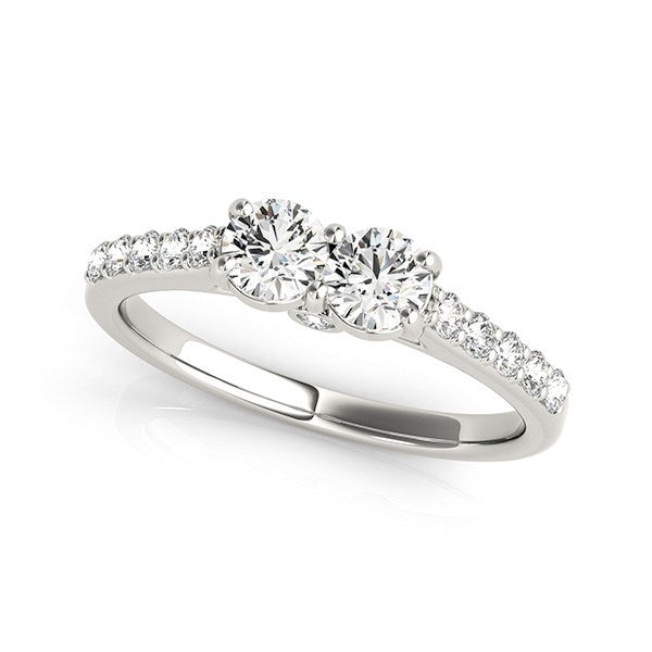 Two Stone Side-by-Side Diamond Ring in 14K White Gold