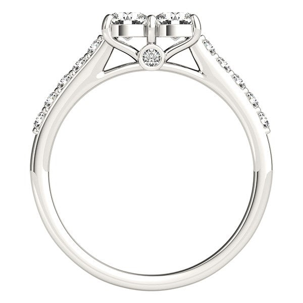 Two Stone Side-by-Side Diamond Ring in 14K White Gold
