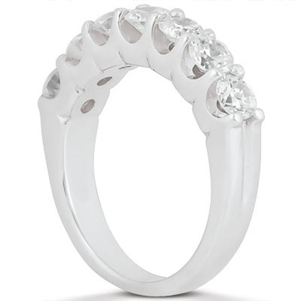Seven Stone Scalloped Diamond Wedding Band in 14K White Gold, 1.05 Ct