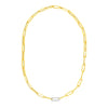 Diamond Link Paperclip Chain Necklace - 14K Yellow Gold