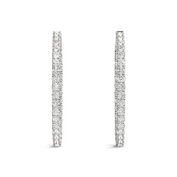 Two Sided Diamond Hoop Earrings | 14K Gold  Hoop Earrings DEEVE