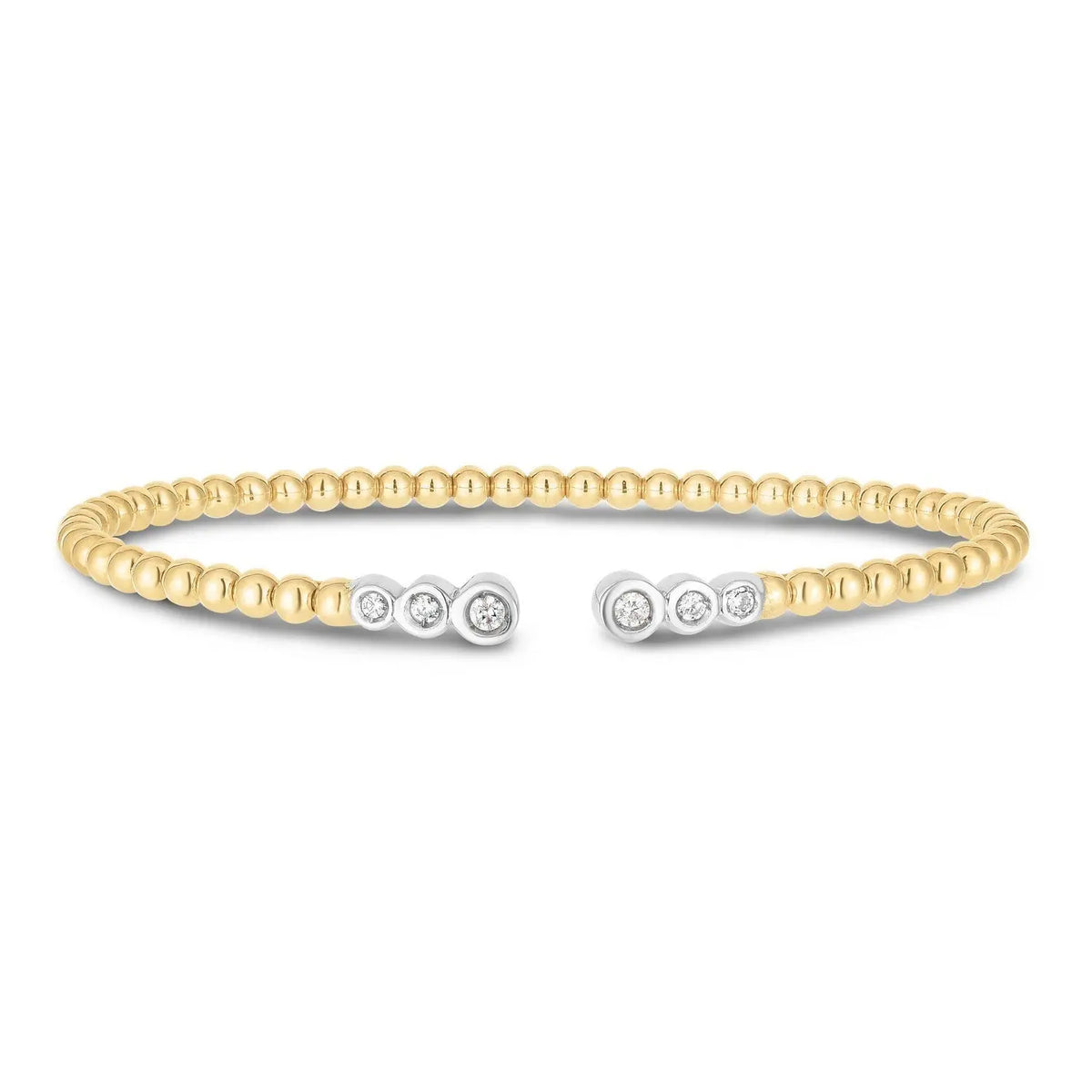 14k Yellow Gold Palina Diamond Bead Bangle  Cuffs DEEVE