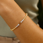 14k Yellow Gold Palina Diamond Bead Bangle