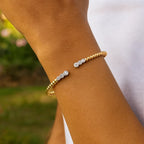 14k Yellow Gold Palina Diamond Bead Bangle
