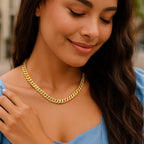 Cuban Chain Choker Necklace in 14K Yellow Gold
