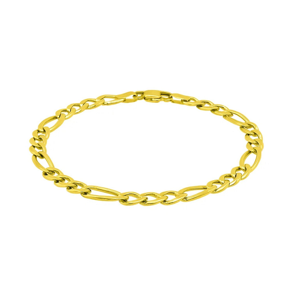 14K Yellow Gold Solid Figaro Bracelet