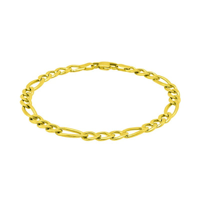 14K Gold Solid Figaro Chain Bracelet - 6.00 mm