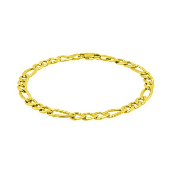 14K Gold Solid Figaro Chain Bracelet - 6.00 mm