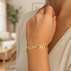 14K Yellow Gold Solid Figaro Bracelet